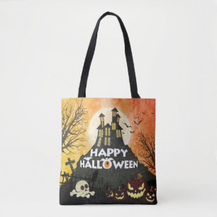 Bolsa Tote Spooky Haunted House Figurume Night Sky Halloween
