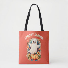 Bolsa Tote Spooky Season Cute Ghost Floral Retro