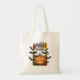 Bolsa Tote "Spooky Season Pumpkin & Bats Fall Halloween"