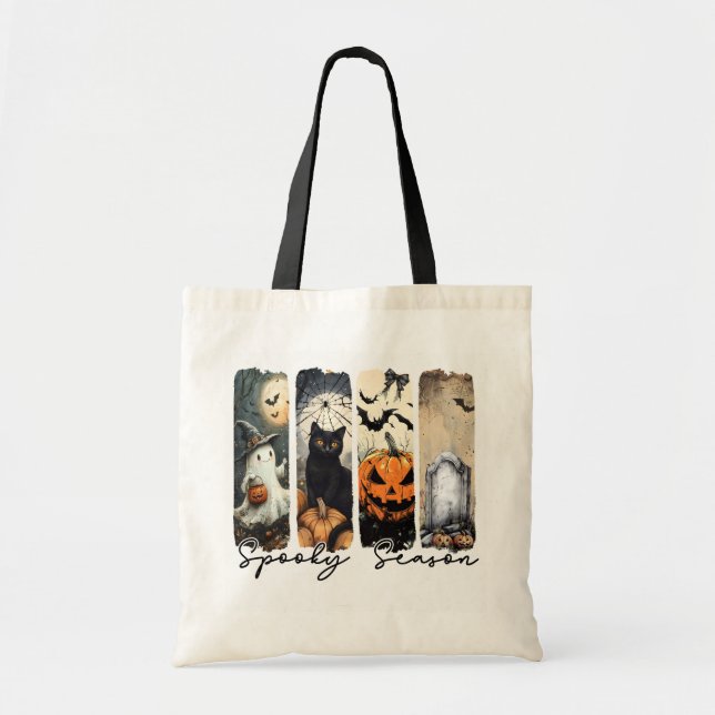 Bolsa Tote Spooky Season Vibes – Haunted Panels of Halloween  (Frente)