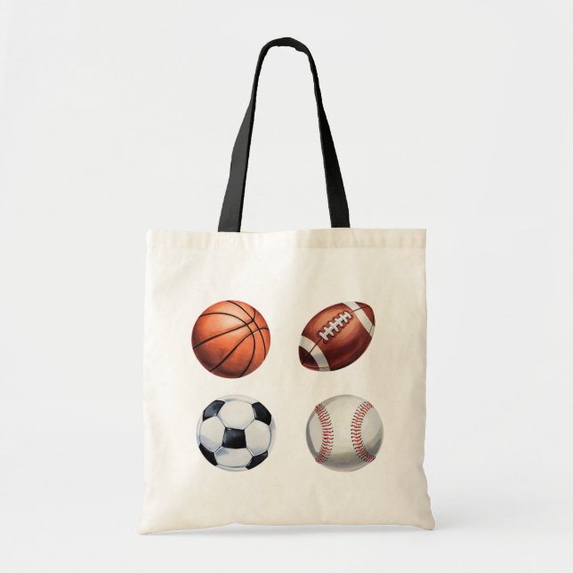Bolsa Tote  Sports themed Basketball Baseball Football Soccer (Frente)