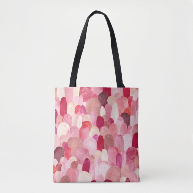 Bolsa Tote Spot Medley: Sonho Têxtil Vermelho-Rosa. (Frente)