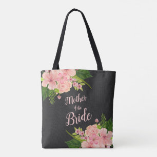Bolsa Tote Sprays Florais Rosa e Bege para a Mãe da Noiva