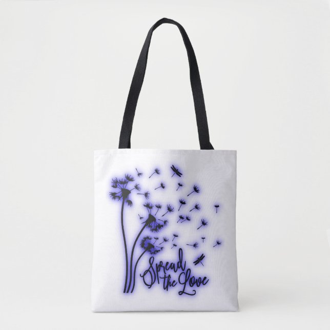 Bolsa Tote Spread The Love Dandelions and Dragonflies (Frente)