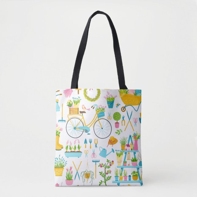 Bolsa Tote Spring seamless pattern in simple hand-drawn carto (Frente)