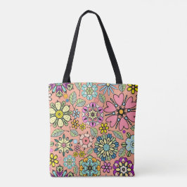 Bolsa Tote Spring Season Retro Flower Colors Seamless Pattern