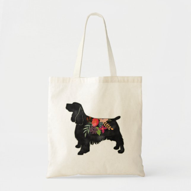 Bolsa Tote Springer Spaniel Dog Breed Bohemian Floral (Frente)