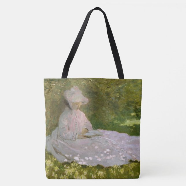 Bolsa Tote Springtime, Impressionist Portrait, Claude Monet (Frente)