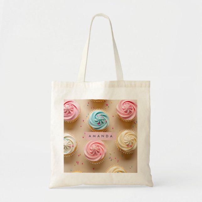 Bolsa Tote Sprinkle de Cupcake de Pastel Personalizado (Frente)