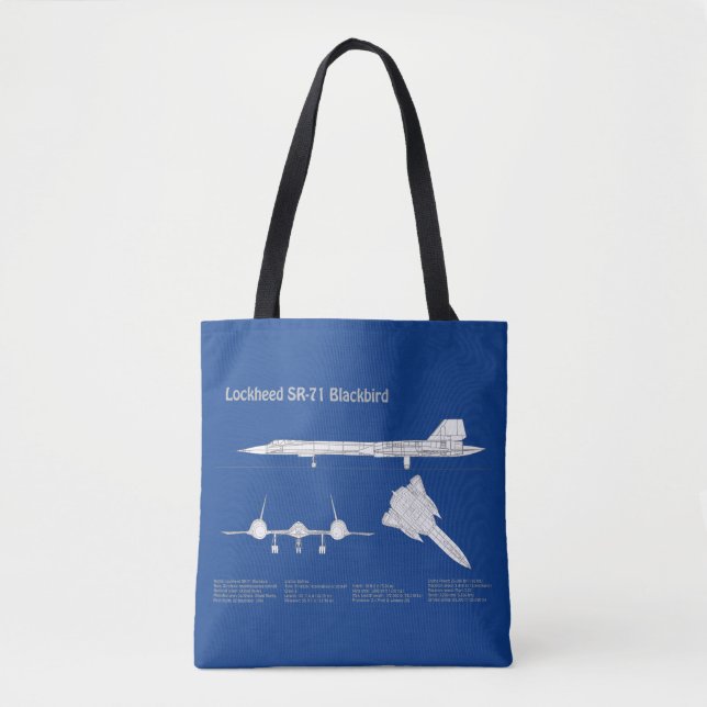 Bolsa Tote SR-71 Blackbird - Planos de avião Blueprint ABD (Frente)