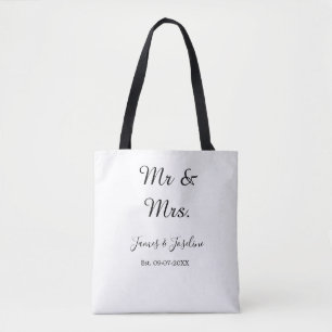 Bolsa Tote Sr. e Sra. adicione o nome est. Casal de casamento