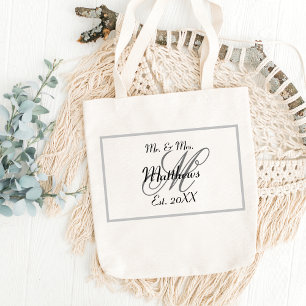 Bolsa Tote Sr. Elegante e Sra. Name Black Wedding