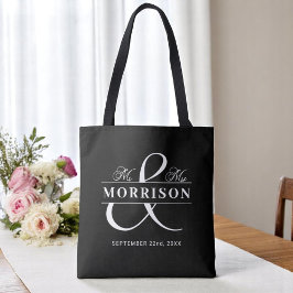 Bolsa Tote Sr. Monograma Black White Wedding