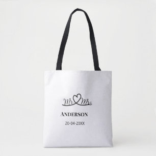 Bolsa Tote Sr & Sra adicionam nome da família data ano casame