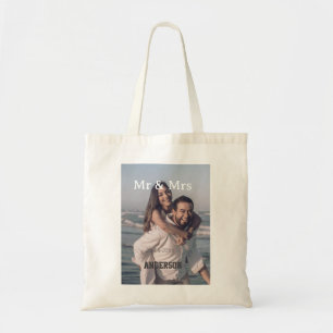 Bolsa Tote Sr & Sra adicionam nome da família foto data casam