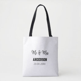 Bolsa Tote Sr & Sra adicionam sobrenome data ano favor de cas