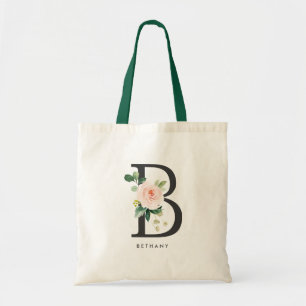 Bolsa Tote Sra. Floral Peônia B Preto Monograma Damas de Honr