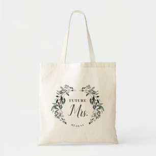 Bolsa Tote Sra. futura Data Roxo da noiva floral da crista do