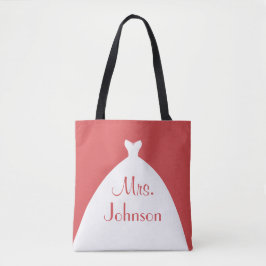 Bolsa Tote Sra. Wedding Gown Red and White