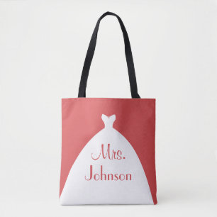 Bolsa Tote Sra. Wedding Gown Red and White