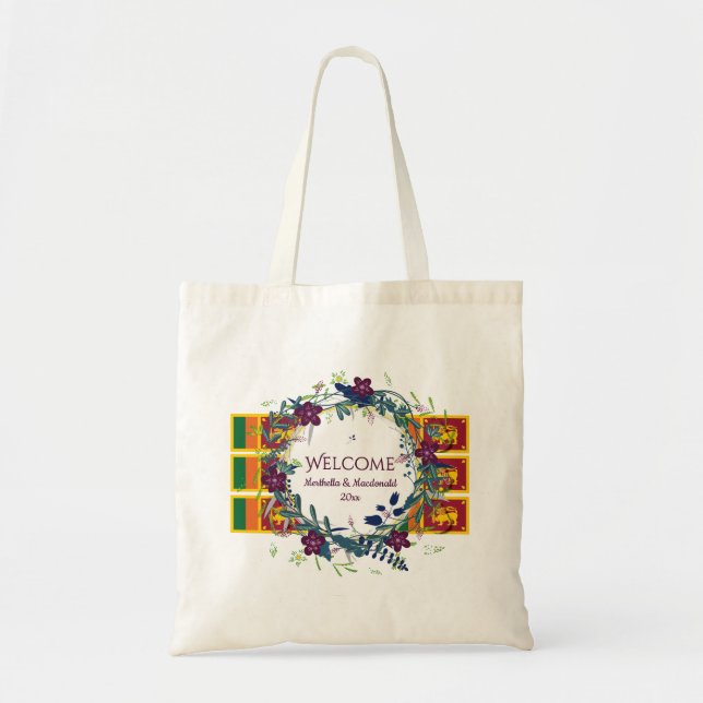 Bolsa Tote SRI LANKA FLAG WEDDING WELCOME Destino Floral (Frente)