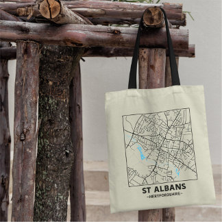 Bolsa Tote St Albans, Hertfordshire City Map Tote Bag
