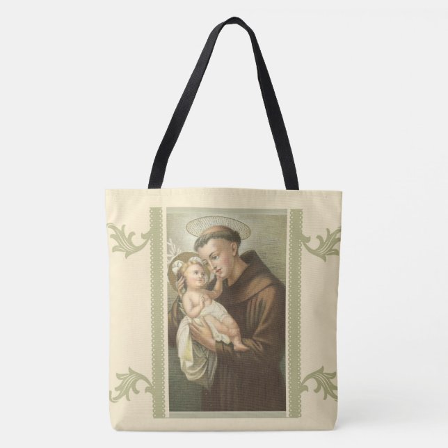 Bolsa Tote St Anthony do bebê Jesus de Pádua (Frente)