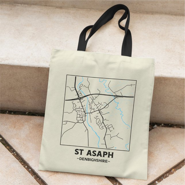 Bolsa Tote St Asaph, Denbighshire City Map Tote Bag (Criador carregado)