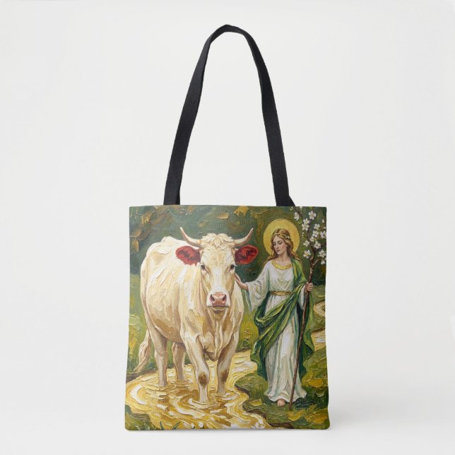 Bolsa Tote St. Brigid & The White Cow (Imbolc) (Frente)