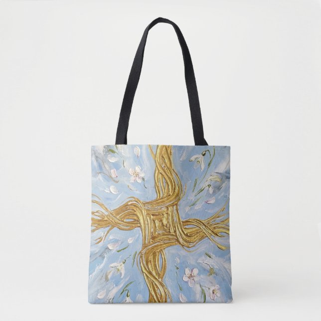 Bolsa Tote St Brigid's Cross Snowdrops Golden Imbolc Art (Frente)