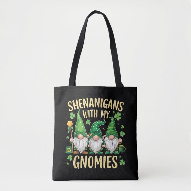 Bolsa Tote St Patrick’s Day Lucky Shamrock Gnome  (Frente)