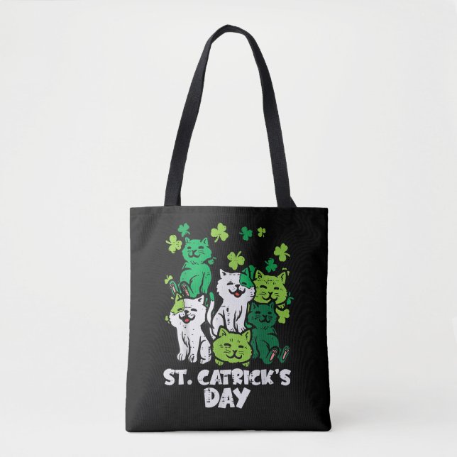 Bolsa Tote St Patricks Catricks Day Cats Saint Pattys (Frente)
