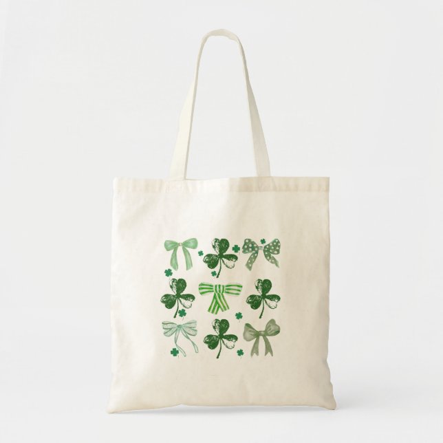 Bolsa Tote St. Patrick's Day Lucky Clover and Bow (Frente)