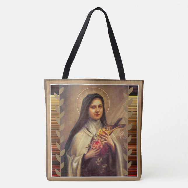 Bolsa Tote St. Therese da criança Jesus pouca flor (Frente)