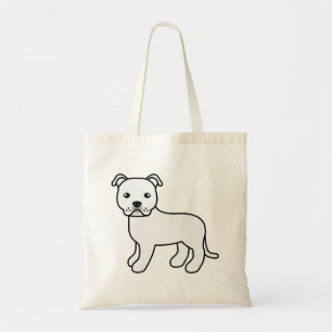Bolsa Tote Staffordshire Bull Terrier Branco Cachorro de Dese