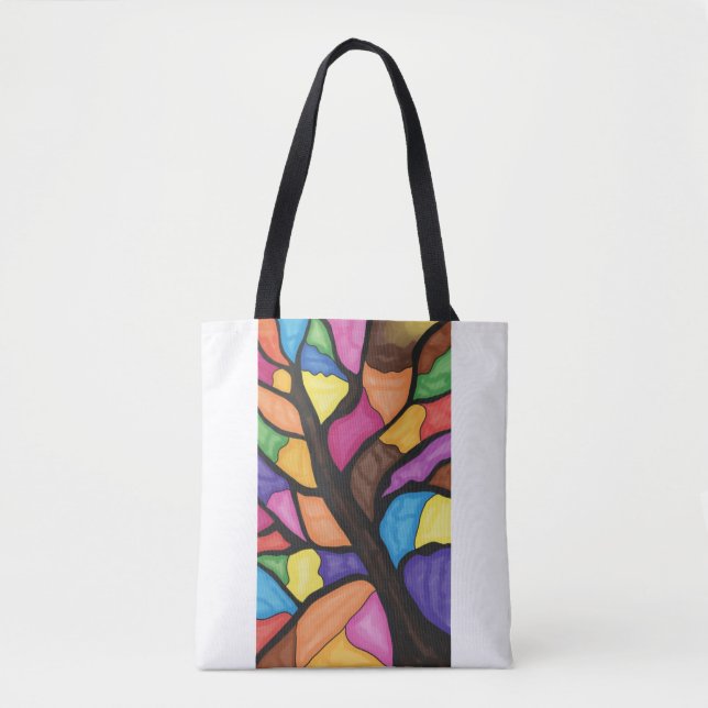 Bolsa Tote Stain glass tree art  (Frente)