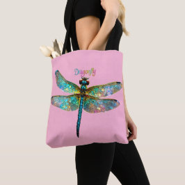 Bolsa Tote Stained Glass Colorful Dragonfly