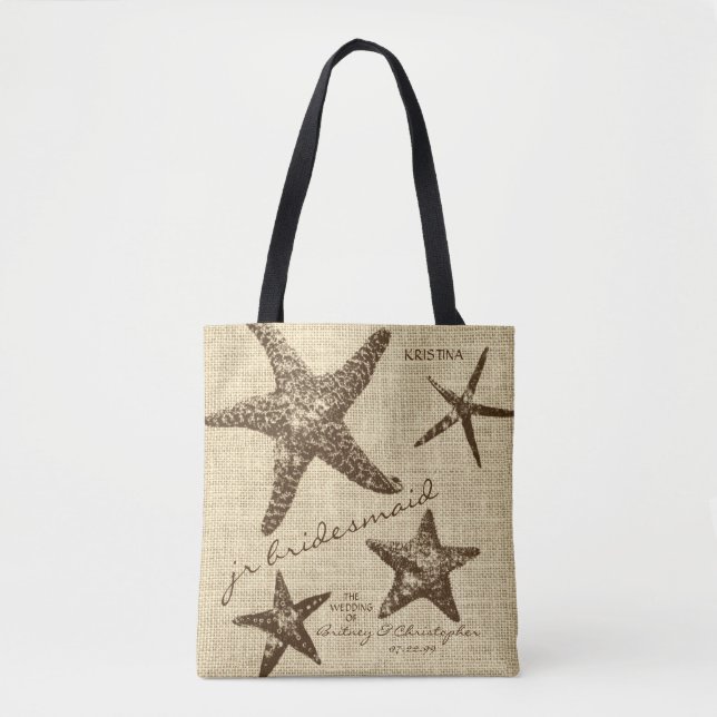 Bolsa Tote Starfish Beach Wedding Party (Junior Bridesmaid) (Frente)