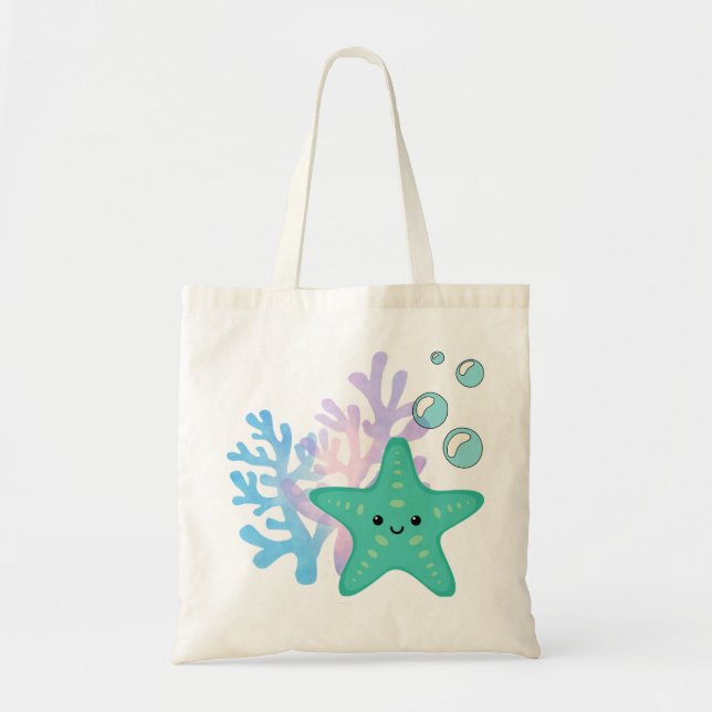 Bolsa Tote Starfish & Coral Reef Tote Bag - Co inspirado no o (Frente)