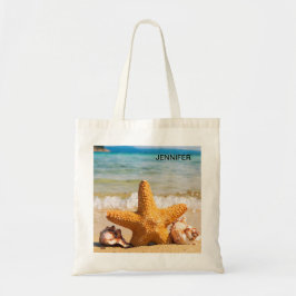 Bolsa Tote Starfish e Seashells na Praia Personalizados