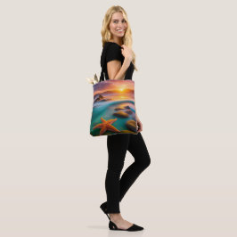 Bolsa Tote Starfish na praia no Dawn