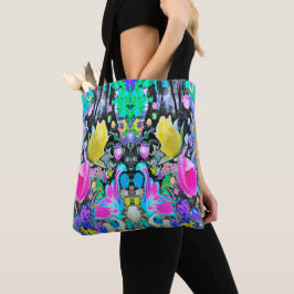 Bolsa Tote Stargazer Lily, Rosa e Colagem de Hibiscus Rosa