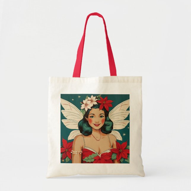 Bolsa Tote Starlet de Pin-Up de Natal Tropical de Retro (Frente)