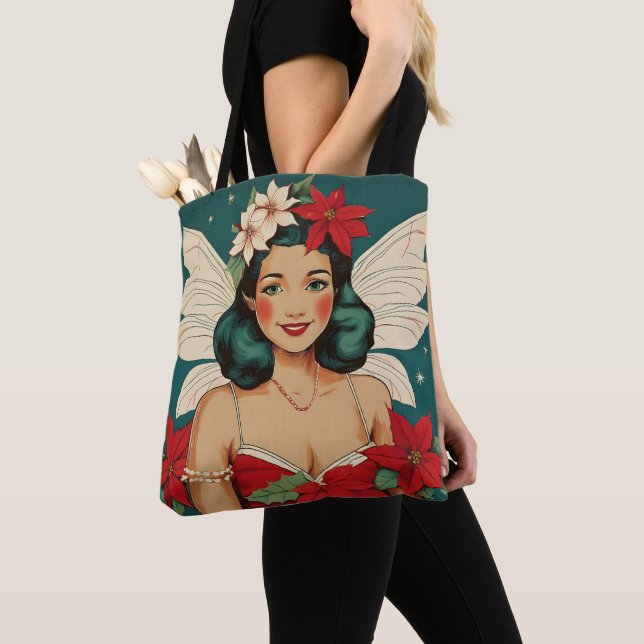 Bolsa Tote Starlet de Pin-Up de Natal Tropical de Retro (Close Up)