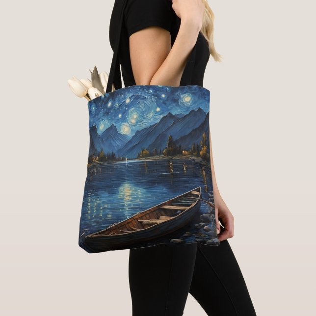 Bolsa Tote "Starlit Drift: Pescaria Sob O Cosmos (Close Up)