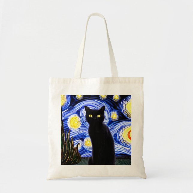 Bolsa Tote Starry Cat Night Tote Bag (Frente)