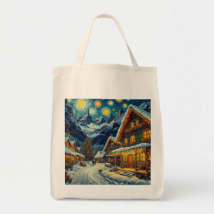 Bolsa Tote Starry Night Mountain Village Natal