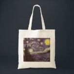 Bolsa Tote Starry Night por Vincent van Gogh, Vintage Fine Ar<br><div class="desc">Starry Night (1889), por Vincent van Gogh, é um apos impressionismo de pintura paisagística de arte. Uma vista de uma cidade num vale à noite com as nuvens a girar, as estrelas a brilhar e uma bela lua ouro amarela. Foi pintado durante o dia pela memória e é o quadro...</div>