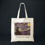 Bolsa Tote Starry Night por Vincent van Gogh, Vintage Fine Ar<br><div class="desc">Starry Night (1889), por Vincent van Gogh, é um apos impressionismo de pintura paisagística de arte. Uma vista de uma cidade num vale à noite com as nuvens a girar, as estrelas a brilhar e uma bela lua ouro amarela. Foi pintado durante o dia pela memória e é o quadro...</div>