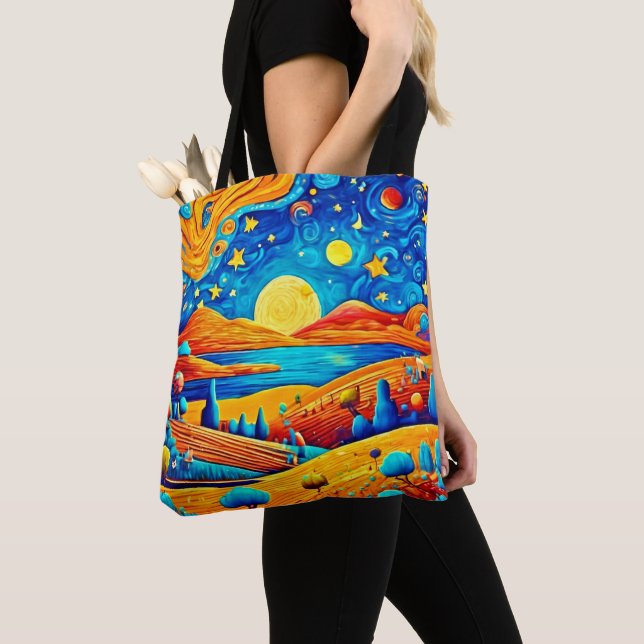 Bolsa Tote Starry Night Surrealism Arte de Cartoon (Close Up)